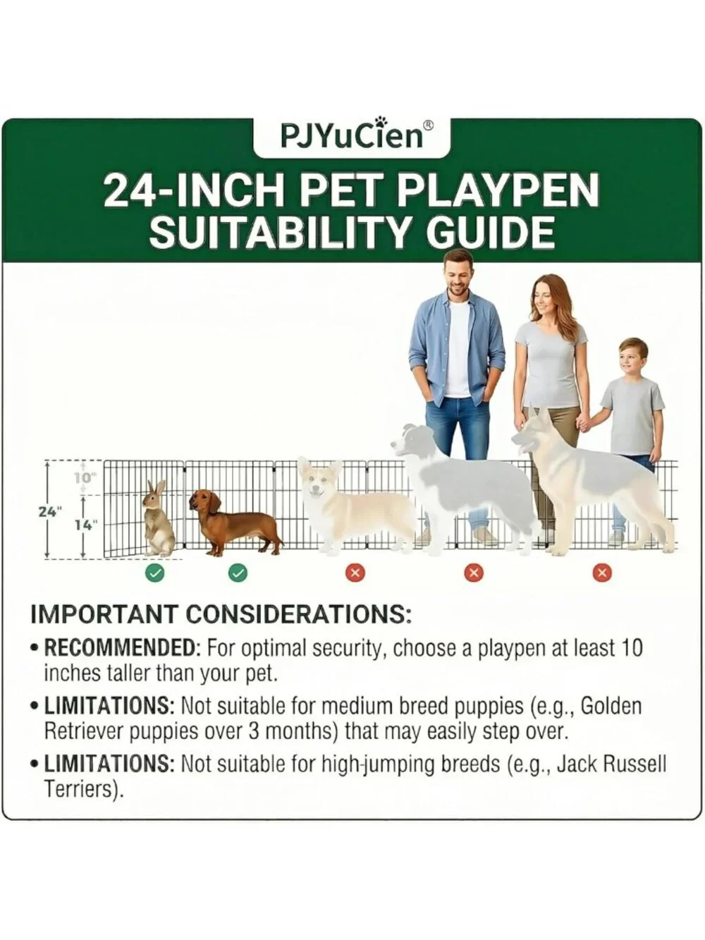 Octagonal Dog Playpen with Bottom Pad - Foldable Metal Exercise Pen, 8 Panels